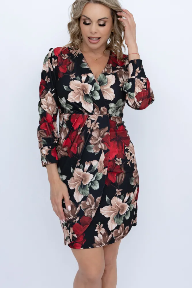 Włoski Sukienka z marszczeniem VISTERO Wzór 1