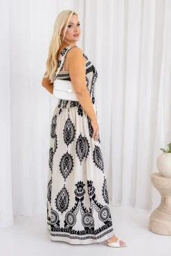 Włoski Sukienka z marszczonym dekoltem LIGURIO Wzór 2