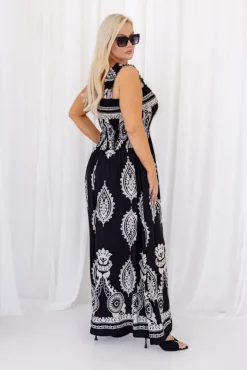 Włoski Sukienka z marszczonym dekoltem LIGURIO Wzór 3