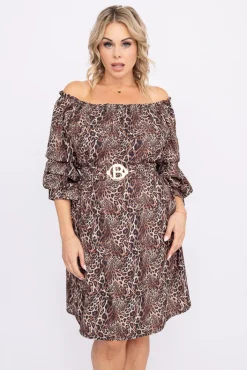 Włoski Sukienka z marszczonymi rękawami LAMPERO