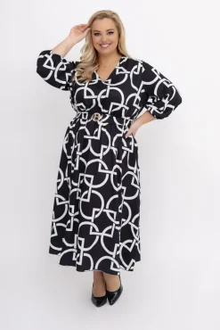 Włoski Sukienka z paskiem VERBIO Wzór 4