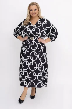 Włoski Sukienka z paskiem VERBIO Wzór 4