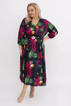 Włoski Sukienka z paskiem VERBIO Wzór 5