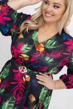 Włoski Sukienka z paskiem VERBIO Wzór 5