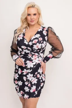 Włoski Sukienka z przezroczystymi rękawami ENTUZI Wzór 3