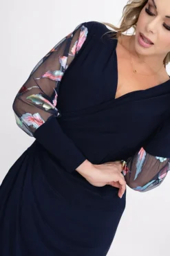 Polski Sukienka z przezroczystymi rękawami KALBI Wzór 4