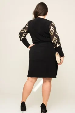 Polski Sukienka z przezroczystymi rękawami KALBI Wzór 1