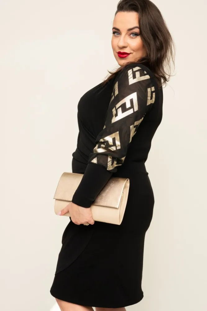 Polski Sukienka z przezroczystymi rękawami KALBI Wzór 1