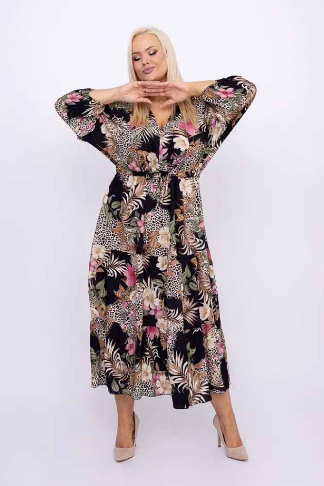 Włoski Sukienka z rozcięciem PEIORI Wzór 4