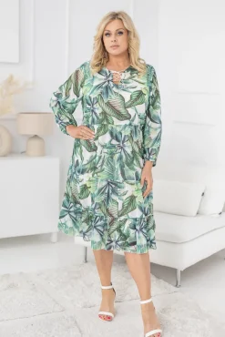 Polski Sukienka z wiązanym dekoltem TEMENA Wzór 3