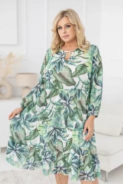 Polski Sukienka z wiązanym dekoltem TEMENA Wzór 3