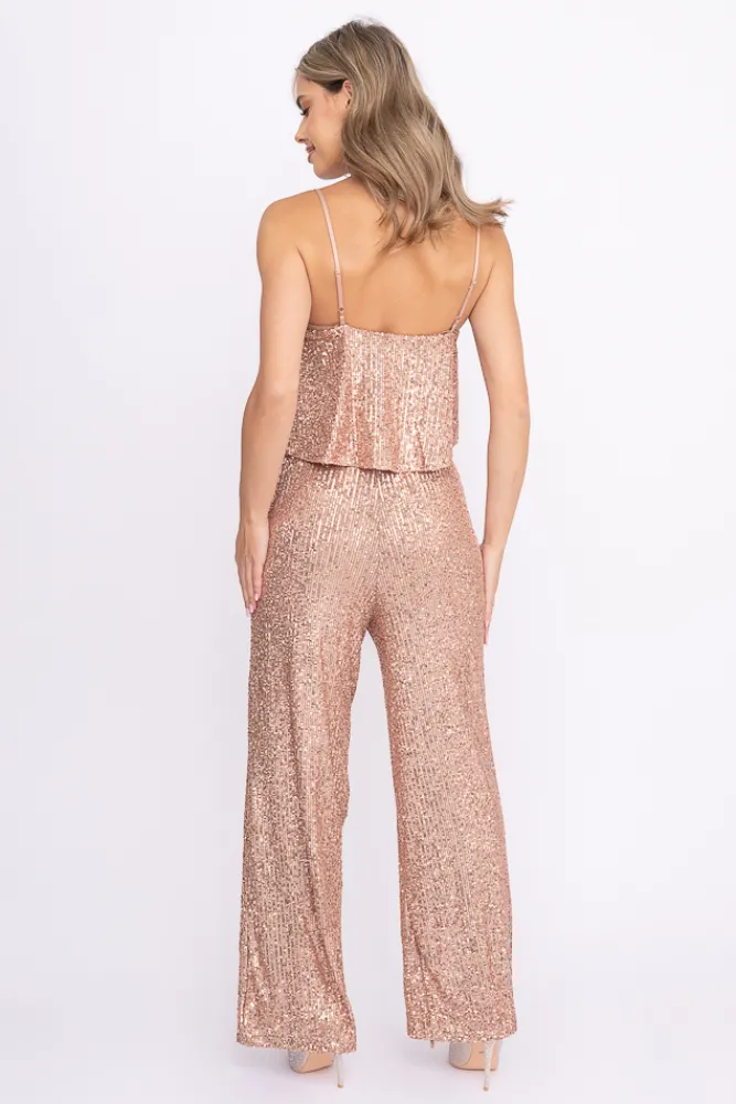 Damskie Włoski Szampańsko- Kombinezon z cekinami MONTERO