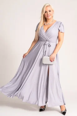 Polski Szara Sukienka brokatowa HESIO