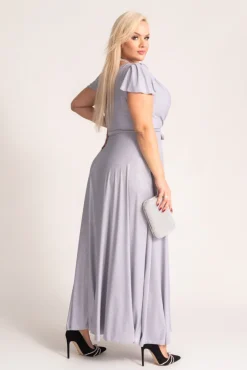 Polski Szara Sukienka brokatowa HESIO