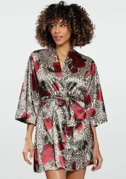 Polski Szlafrok satynowy FLOWERS DK-P 006