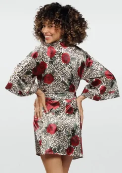 Polski Szlafrok satynowy FLOWERS DK-P 006