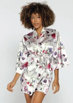 Polski Szlafrok satynowy FLOWERS DK-P 005