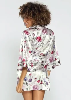 Polski Szlafrok satynowy FLOWERS DK-P 005