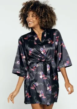 Polski Szlafrok satynowy FLOWERS DK-P 009