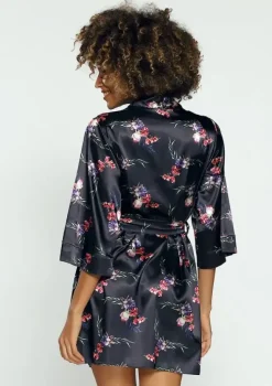 Polski Szlafrok satynowy FLOWERS DK-P 009