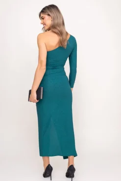 Polski Szmaragdowa Sukienka brokatowa DELYN