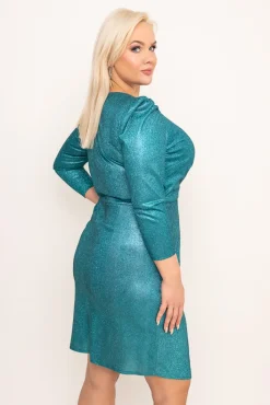 Polski Szmaragdowa Sukienka brokatowa NAELI