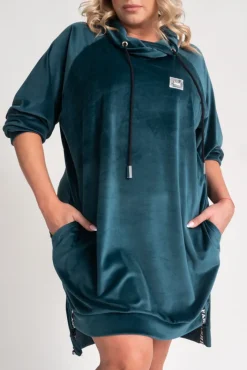 Polski Szmaragdowa Sukienka welurowa PERIO