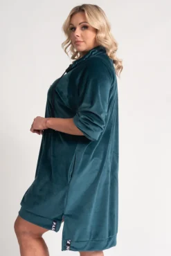 Polski Szmaragdowa Sukienka welurowa PERIO