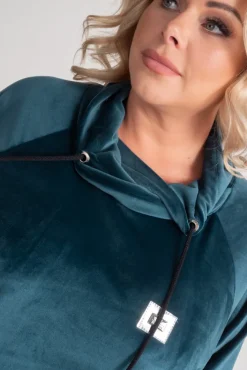 Polski Szmaragdowa Sukienka welurowa PERIO