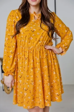 Polski Żółta Sukienka CHERYL Plus Size