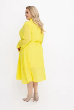 Włoski Żółta szyfonowa Sukienka koszulowa EFARINO