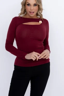 Damskie Włoski Wiśniowa Bluzka elegancka DENORI