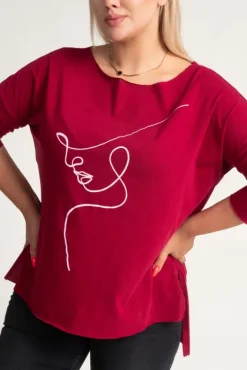 Damskie Włoski Wiśniowa Bluzka REVUMI Wzór 10