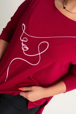 Damskie Włoski Wiśniowa Bluzka REVUMI Wzór 10