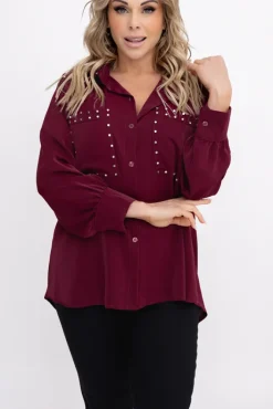 Damskie Włoski Wiśniowa Koszula PERMUZI