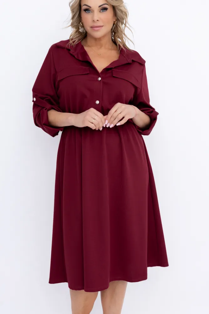 Włoski Wiśniowa Sukienka EVERI