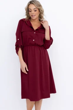 Włoski Wiśniowa Sukienka EVERI