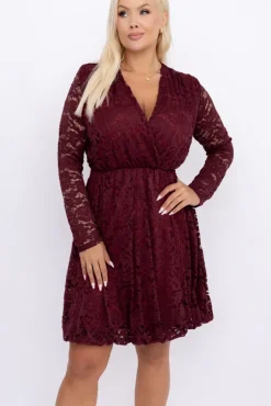Włoski Wiśniowa Sukienka koronkowa TREMEZIO