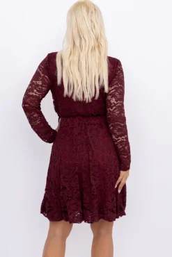 Włoski Wiśniowa Sukienka koronkowa TREMEZIO