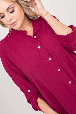 Włoski Wiśniowa Sukienka koszulowa KANTARI