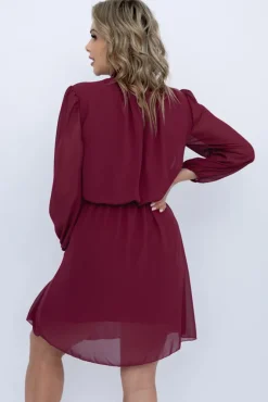 Włoski Wiśniowa Sukienka szyfonowa SEGERTO