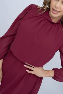 Włoski Wiśniowa Sukienka szyfonowa SEGERTO