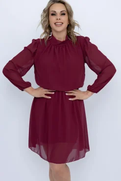 Włoski Wiśniowa Sukienka szyfonowa SEGERTO