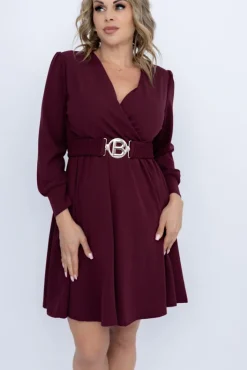 Włoski Wiśniowa Sukienka z paskiem SARMANIA