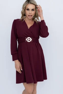 Włoski Wiśniowa Sukienka z paskiem SARMANIA