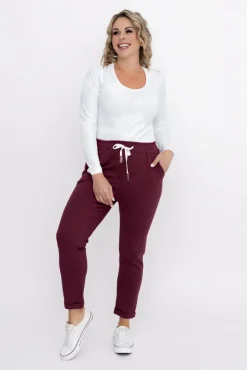 Damskie Włoski Wiśniowe Spodnie dresowe DAFNE