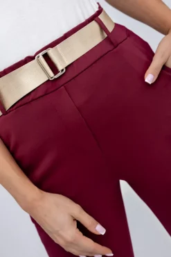 Damskie Włoski Wiśniowe Spodnie z paskiem ARTEMIS