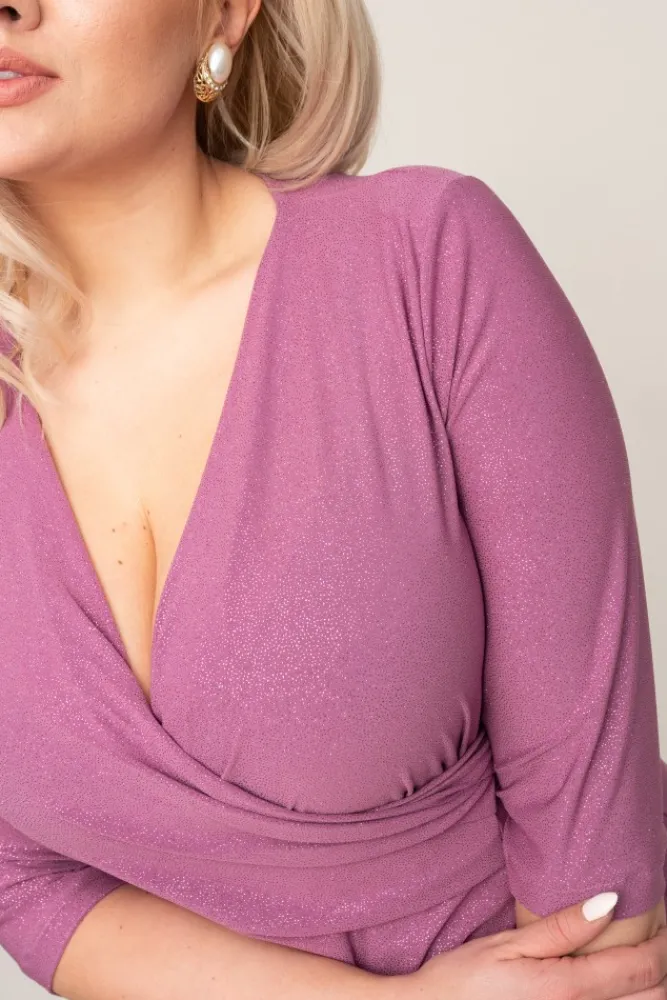 Polski Wrzosowa Sukienka brokatowa BRILIA