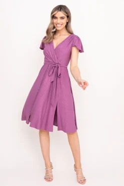 Polski Wrzosowa Sukienka brokatowa GENVELI