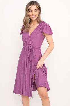 Polski Wrzosowa Sukienka brokatowa GENVELI